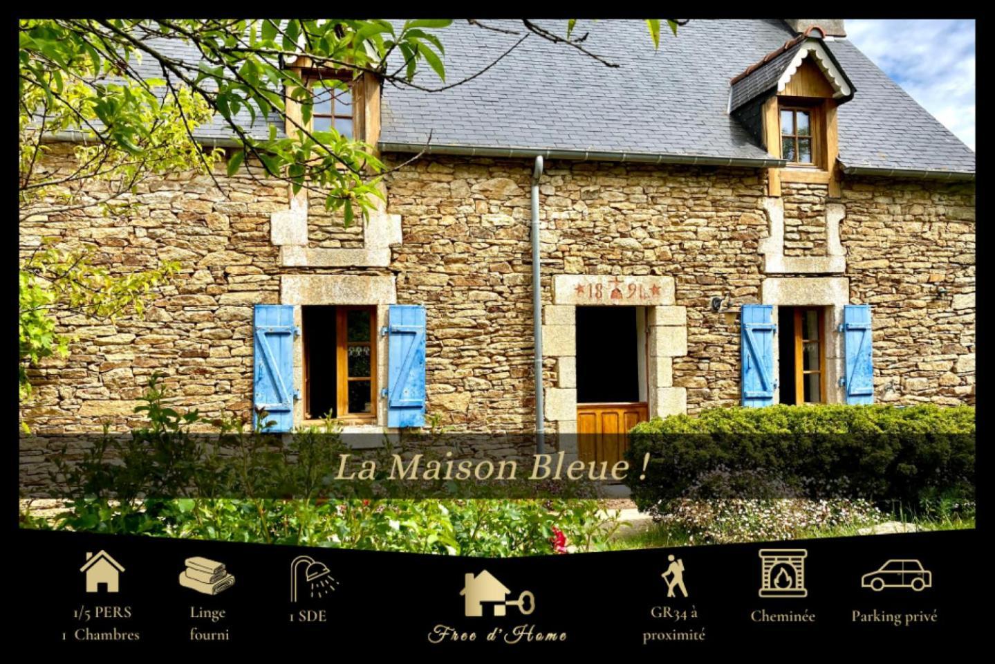 La Maison Bleue,Authenticite, Nature, Simplicite, 2-5 Personnes, Moelan Sur Mer Luaran gambar